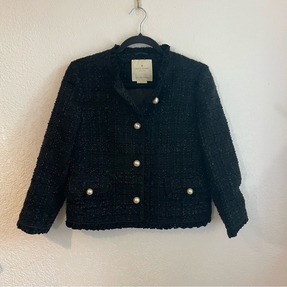 Kate Spade Black Sparkle Tweed Jacket - Picture 3 of 8